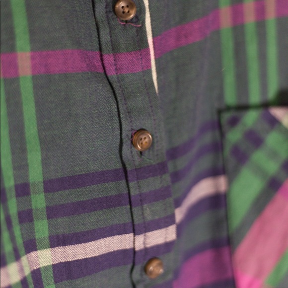 Ava & Viv Green/Purple Plaid Button-Up Top - Picture 2 of 8